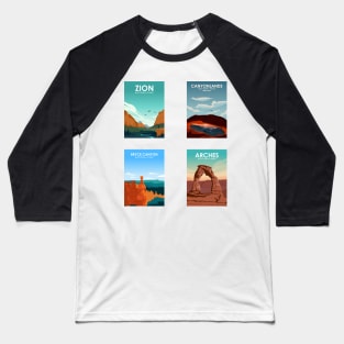 Utah National Parks Travel Poster Sticker Collection Baseball T-Shirt